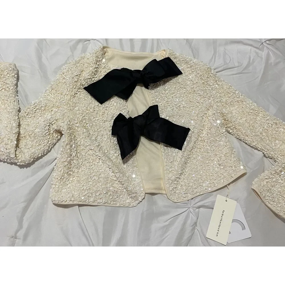 Commense Sequin Long Sleeve‎ Jacket With Bow Decoration size XS/2